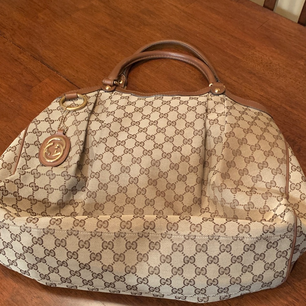 Authentic Gucci Brown large Monogram Tote Bag, sold out, great condition!